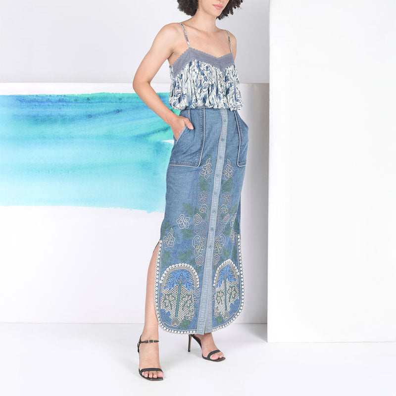 CONDITIONS APPLY Maliyah Skirt in Denim Blue