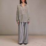 DIEGA Calbiza Multi Stripe Shirt  in Ecru/Grey