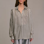 DIEGA Calbiza Multi Stripe Shirt  in Ecru/Grey