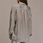 DIEGA Calbiza Multi Stripe Shirt  in Ecru/Grey