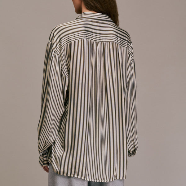 DIEGA Calbiza Multi Stripe Shirt  in Ecru/Grey