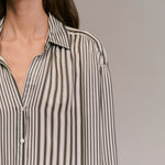 DIEGA Calbiza Multi Stripe Shirt  in Ecru/Grey