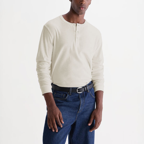 WAX LONDON Caleb Henley Long Sleeve T Shirt in Ecru