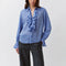 DIEGA Capa Ruffle Shirt in Blue