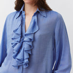 DIEGA Capa Ruffle Shirt in Blue