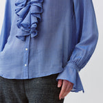 DIEGA Capa Ruffle Shirt in Blue