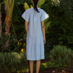 ROSE AND ROSE Carnation Striped Short Dress in White/Blue