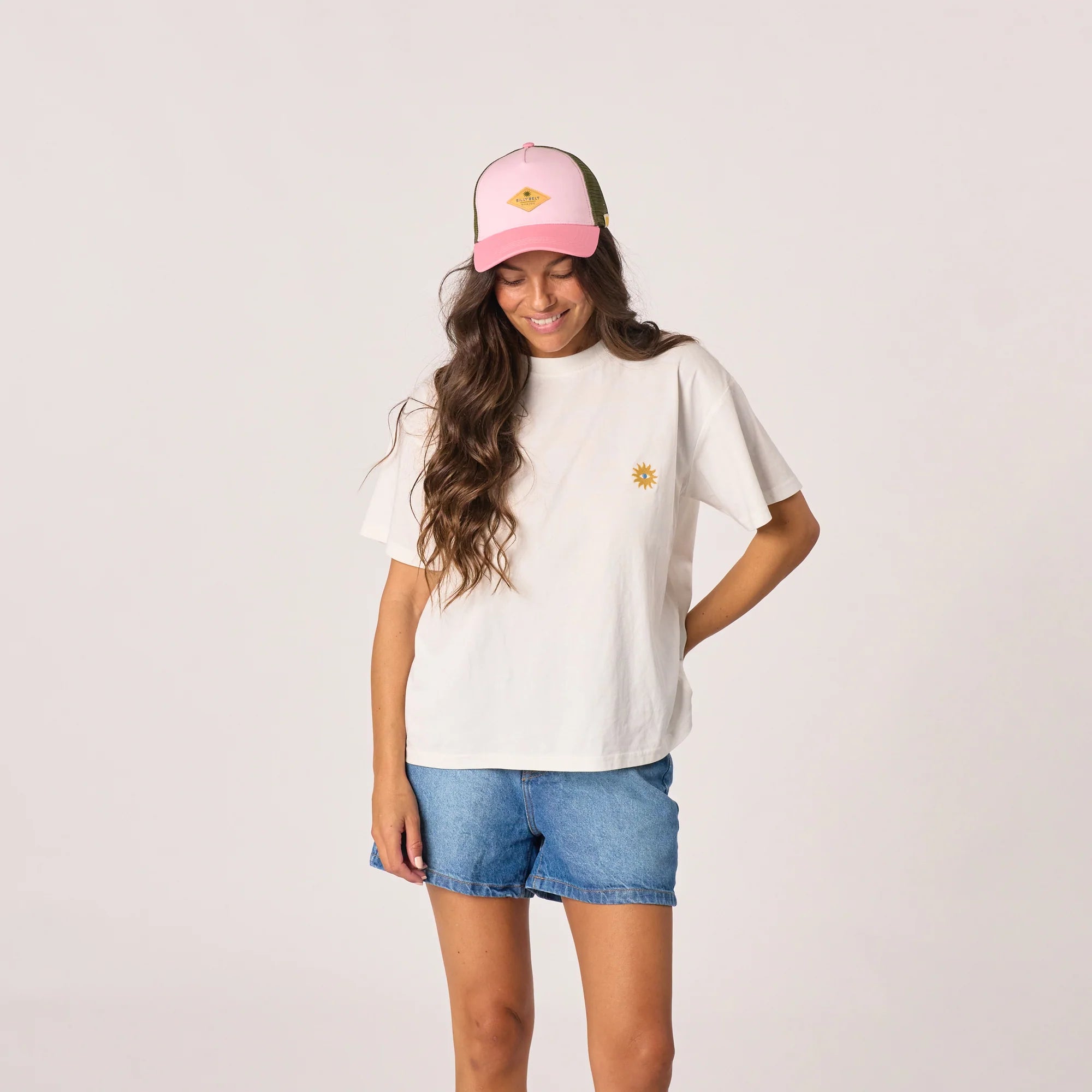 BILLYBELT Cotton Trucker Cap in Pink/Green