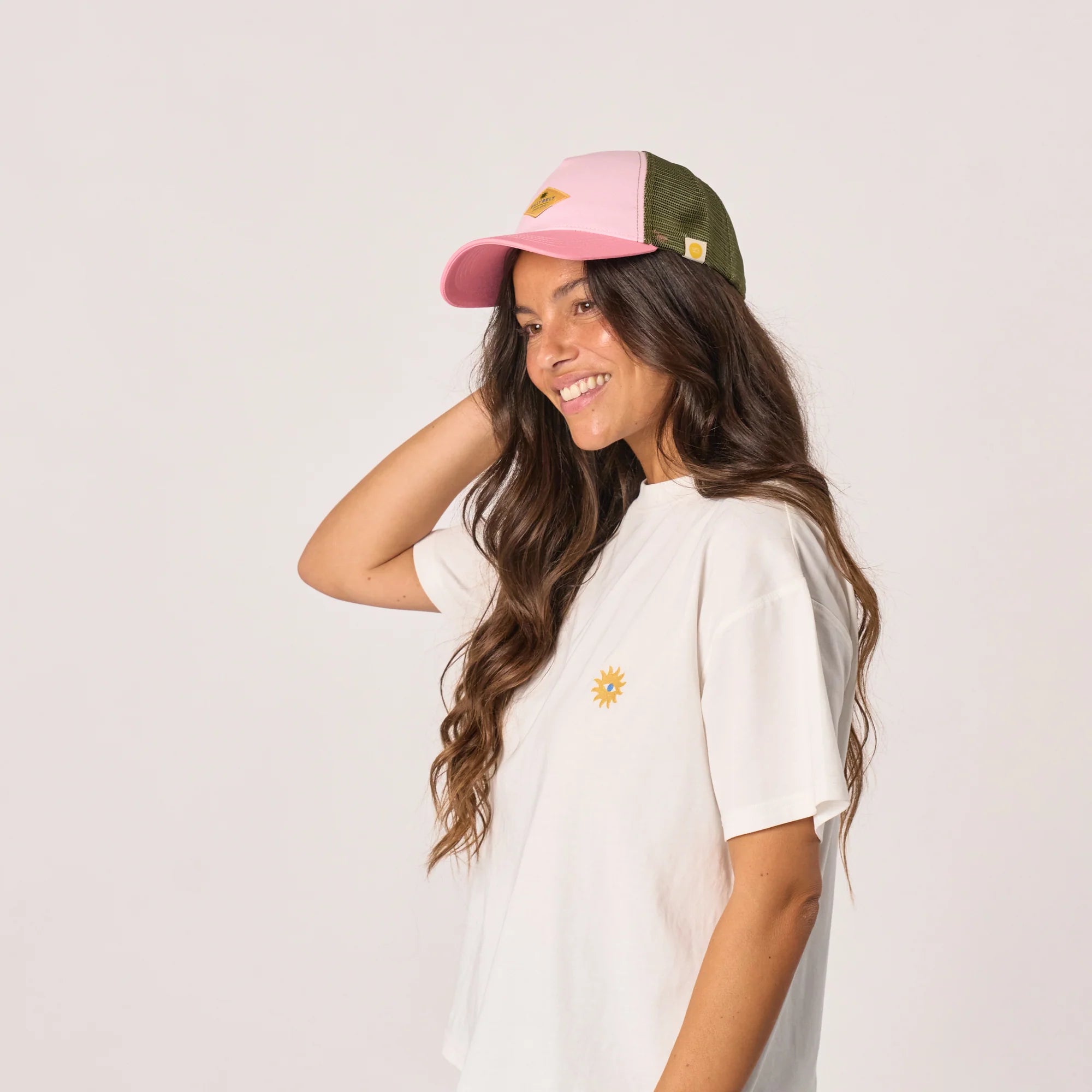 BILLYBELT Cotton Trucker Cap in Pink/Green