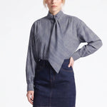 ARTLOVE Olalie Tie Neck Blouse in Navy