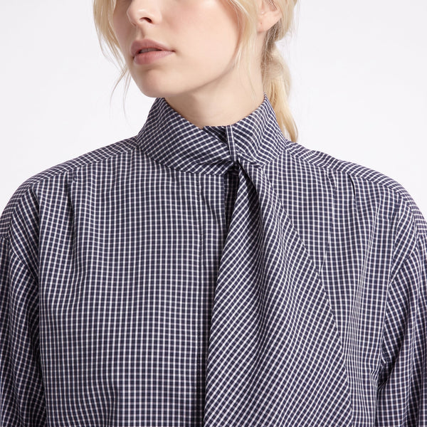 ARTLOVE Olalie Tie Neck Blouse in Navy
