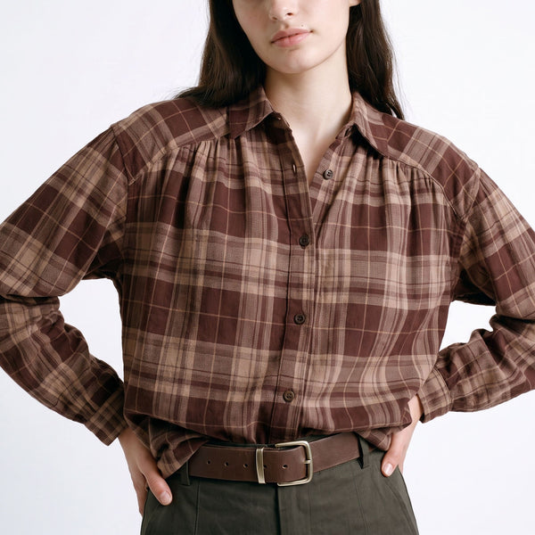 ARTLOVE Olerie Check Loose Fit Shirt in Brown