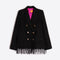 VILAGALLO Double Breasted Blazer in Green/Pink