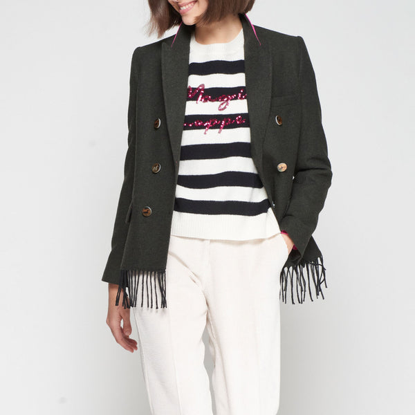 VILAGALLO Double Breasted Blazer in Green/Pink