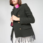 VILAGALLO Double Breasted Blazer in Green/Pink
