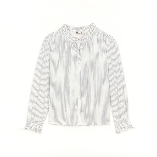 M.A.B.E Chrissie Stripe Longsleeve Top in White