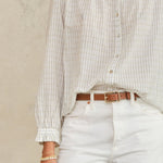 M.A.B.E Chrissie Longsleeve Top in Ecru/Check