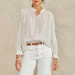 M.A.B.E Chrissie Longsleeve Top in Ecru/Check