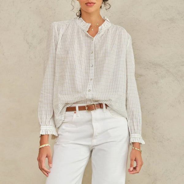 M.A.B.E Chrissie Longsleeve Top in Ecru/Check