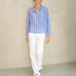 M.A.B.E Chrissie Long Sleeve Top in Blue Stripe