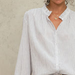 M.A.B.E Chrissie Stripe Longsleeve Top in White