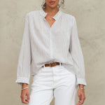 M.A.B.E Chrissie Stripe Longsleeve Top in White