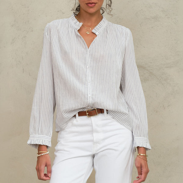 M.A.B.E Chrissie Stripe Longsleeve Top in White