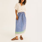 TINSELS Christie Amore A Line Striped Skirt in Blue