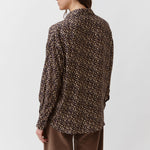 DIEGA Cirilla Viscose & Silk Shirt in Chocolate/Camel