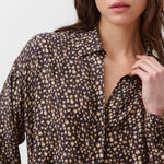 DIEGA Cirilla Viscose & Silk Shirt in Chocolate/Camel