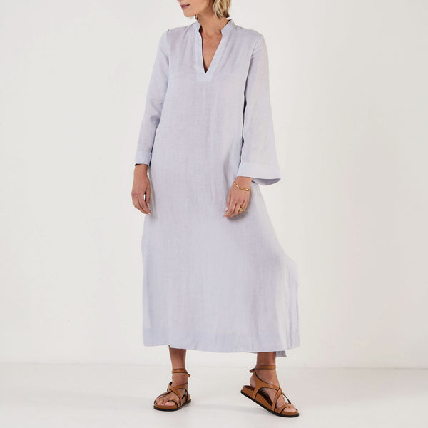MONDO CORSINI Claire V Neck Kaftan Dress in Mist