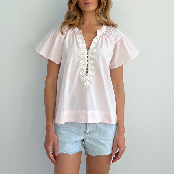 ROSE AND ROSE Clematis Shell Top in Pink/White