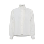 ANNE-MI Cloud Lace Detail Long Sleeve Shirt in White Sand