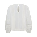 ANNE-MI Clover Long Sleeve Cotton Blouse in White Sand
