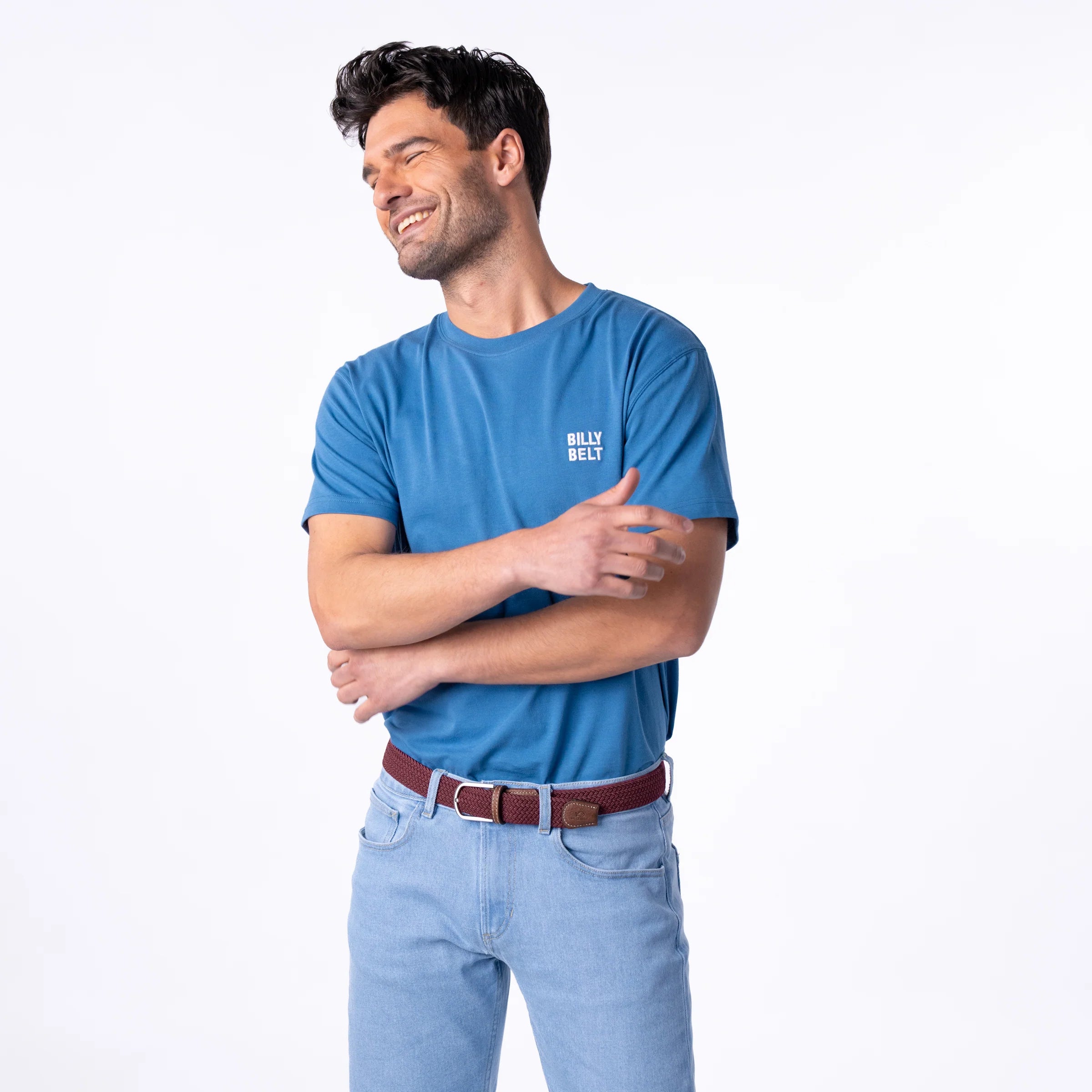 BILLYBELT Elastic Woven Belt in Wine Red