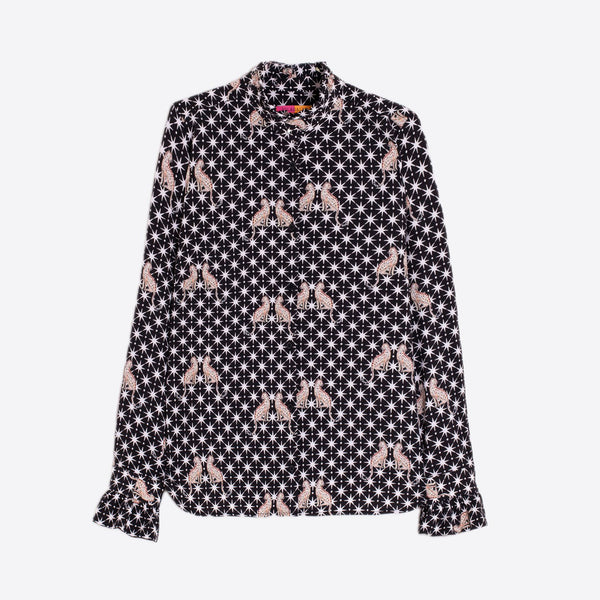 VILAGALLO Shirt with Leopards in Black