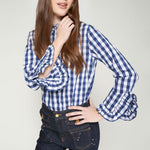 VILAGALLO Checked Shirt in Blue/White