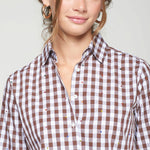 VILAGALLO Embellished Checked Shirt in Brown