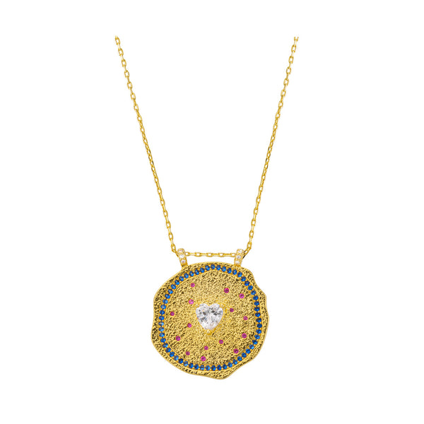 MYA BAY White Heart Medaille Necklace in Gold