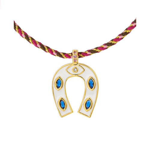 MYA BAY Mini Horseshoe Necklace in White & Gold
