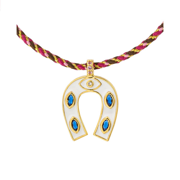 MYA BAY Mini Horseshoe Necklace in White & Gold