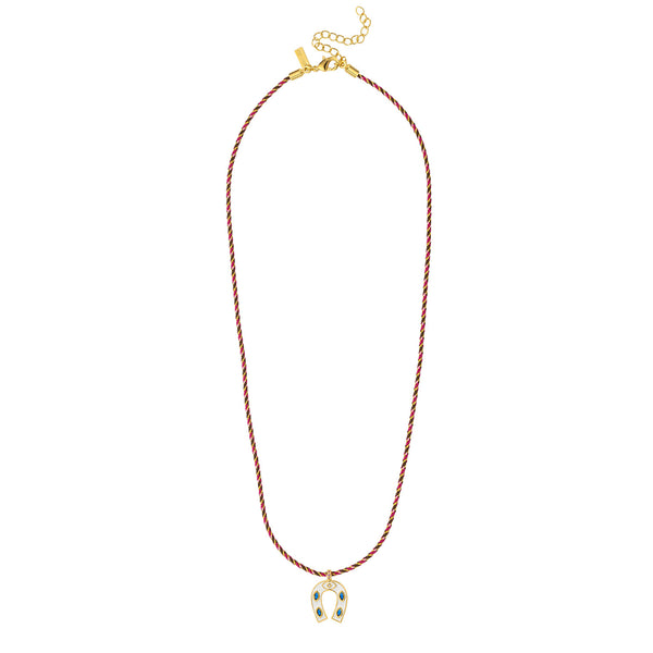 MYA BAY Mini Horseshoe Necklace in White & Gold