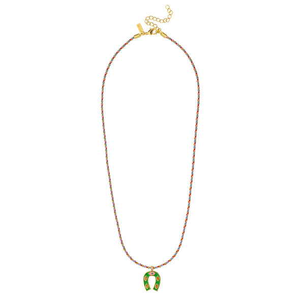 MYA BAY Mini Horseshoe Necklace in Green & Gold
