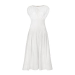 MONDO CORSINI Penelope Cotton Gathered Waist Dress in White