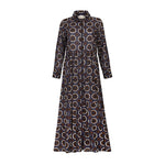 MONDO CORSINI Portofino Cotton Long Tiered Shirt Dress in Gardenia Blue