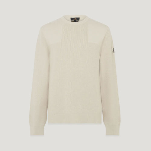 BELSTAFF Commander Crewneck Jumper in Silver/Birch
