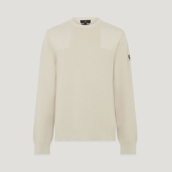 BELSTAFF Commander Crewneck Jumper in Silver/Birch