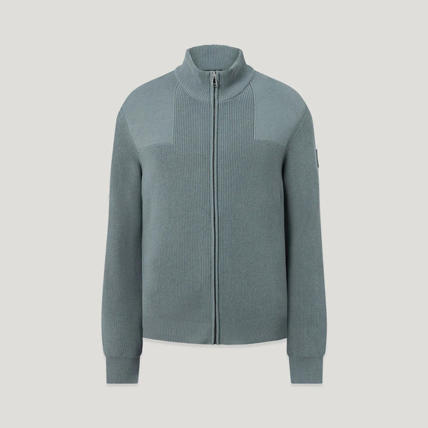 BELSTAFF Commander Full Zip Jumper in Atlantic Grey