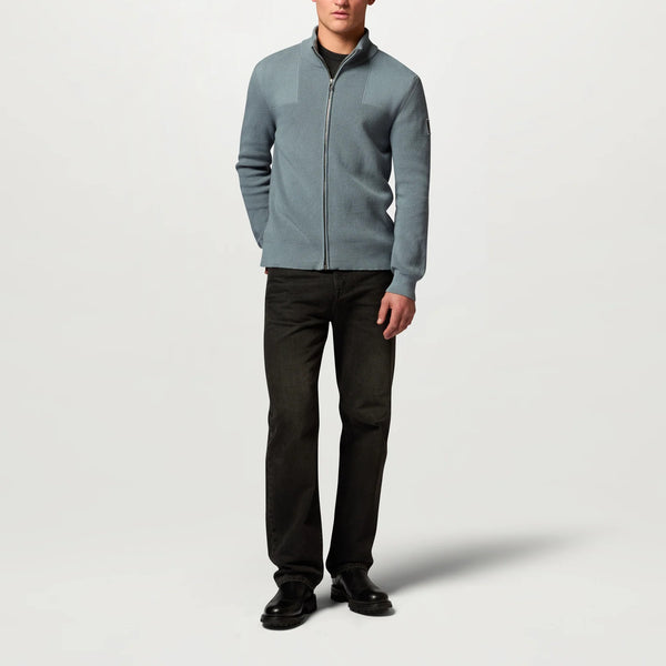 BELSTAFF Commander Full Zip Jumper in Atlantic Grey