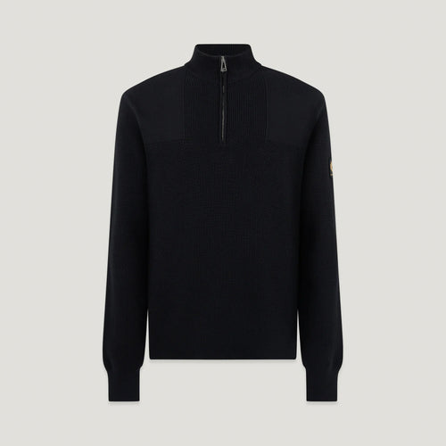 BELSTAFF Commander Quarter Zip Jumper in Black